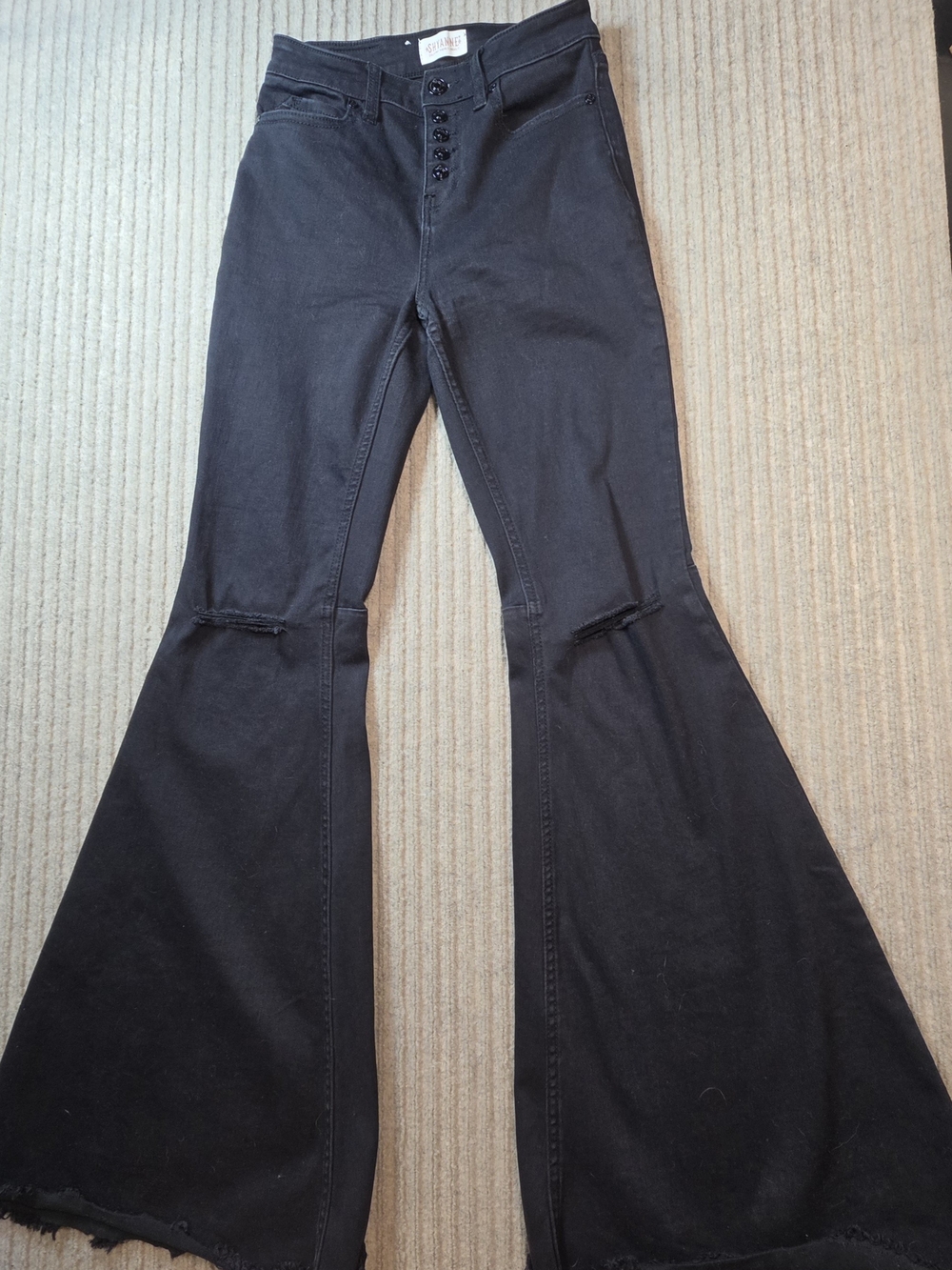 Shyanne Tulip Flare Jeans Women 26x32 Black High Rise Boot Bell Bottom Western